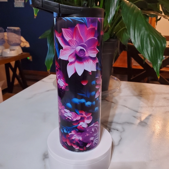 3D Flower Art 20oz Tumbler with duo lids 🎉sale - Picture 11 of 11